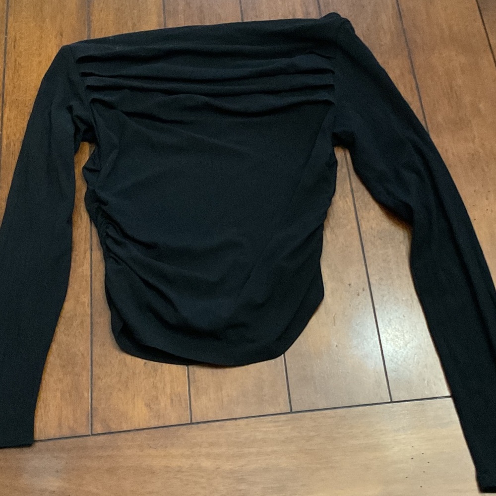Black Off Shoulder Long Sleeve Top
